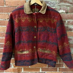 Woolrich Red and Blue Patterned Wool Jacket